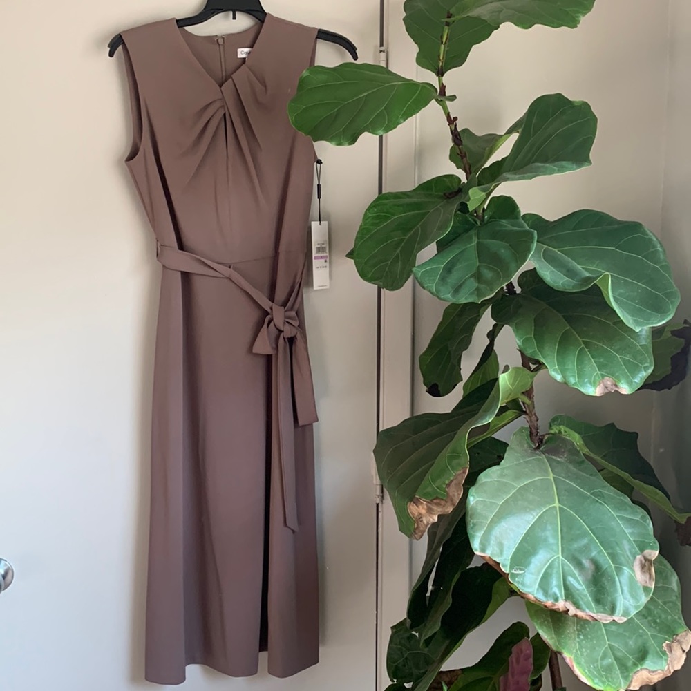 Calvin Klein Belted Calf-Length Dress